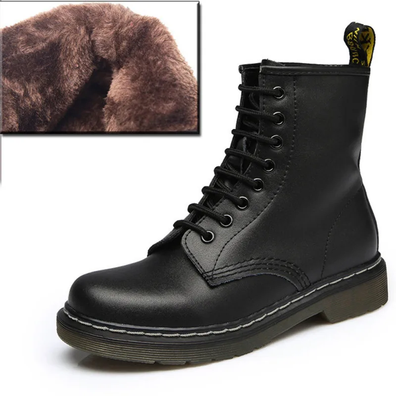 Black Fur LAKESHI/женские ботинки из натуральной кожи; популярные ботильоны; женская обувь; сезон осень-зима; Женские ботинки в байкерском стиле; женские ботильоны - Цвет: Black Fur