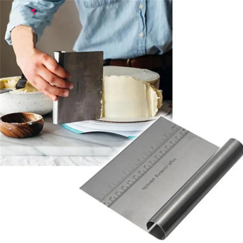  Stainless Steel Dough Scraper Cutter Baking Pastry Spatulas Pizza Dough Scraper Cutter Cake Cutting