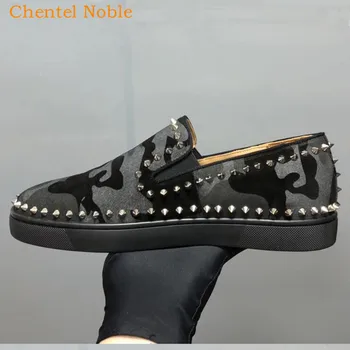 

Chentel Footwear Horsehair Comfortable Men Shoes Casual Shoes 2019 Outdoor Studded High Flat Ankle Fashion Show Male Shoes