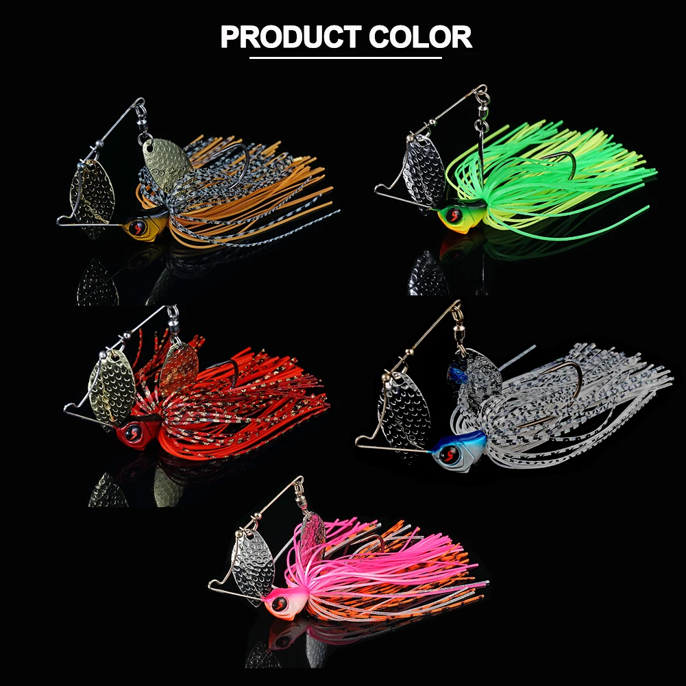SUNMILE Spinnerbait Fishing Lures 11g Double Willow Blade Spinner Baits for  Bass Pike Tiger Muskie Metal Jig Lure