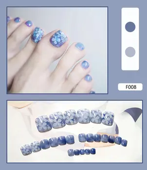 

24Pcs New Design Artificial Fake Toenails Flower False Toe Nails For Lady DIY Foot Nail Art Tips Self-adhesive False Nail