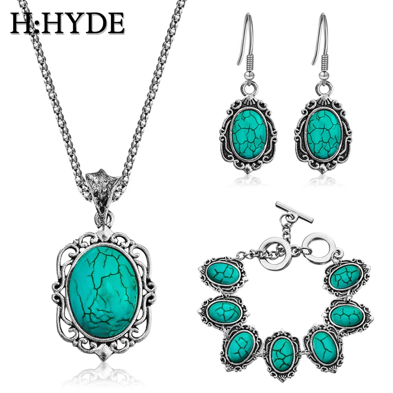 H:HYDE 3 шт./компл. комплект ювелирных изделий Античная Подвеска овальное ожерелье