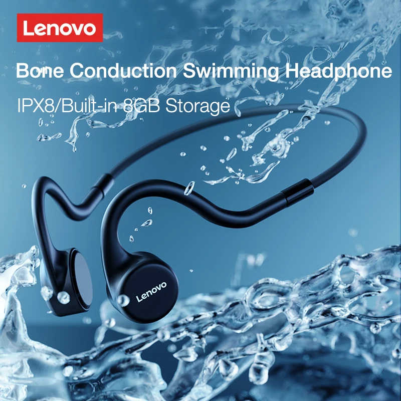 Lenovo X4 X5 Bone Conduction Headphone IPX8 Waterproof Swimming Wireless Earphone With Micphone Built-in Storage 8G MP3 Player |