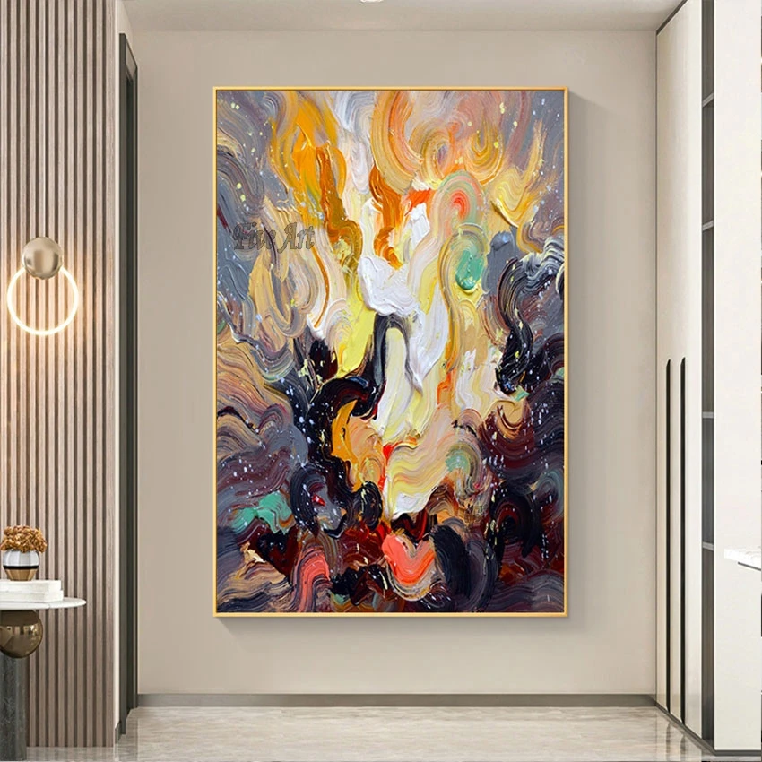 Палитра без каркаса с ножом плотная текстура цветная абстрактная живопись