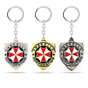 

2 Colors Alloy Keychain Umbrella Corporation Logo shield shape Hoder For Fans Unique Movie Jewelry Accessories