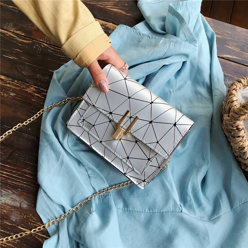

Bags Summer 2019 New Style INS Versatile Diamond Pattern Shoulder Bag Korean-style Shoulder Laser Joint Square Sling Bag
