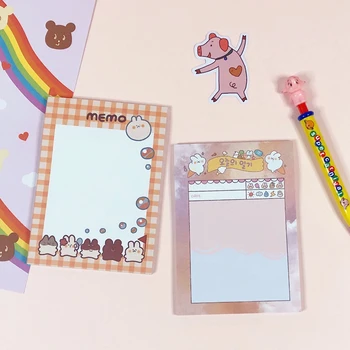 

50Sheets/Pack A6 Kawaii Korean INS Bread Rabbit Memo Pad N Times Sticky Notes Portable Notepad School Office Supply