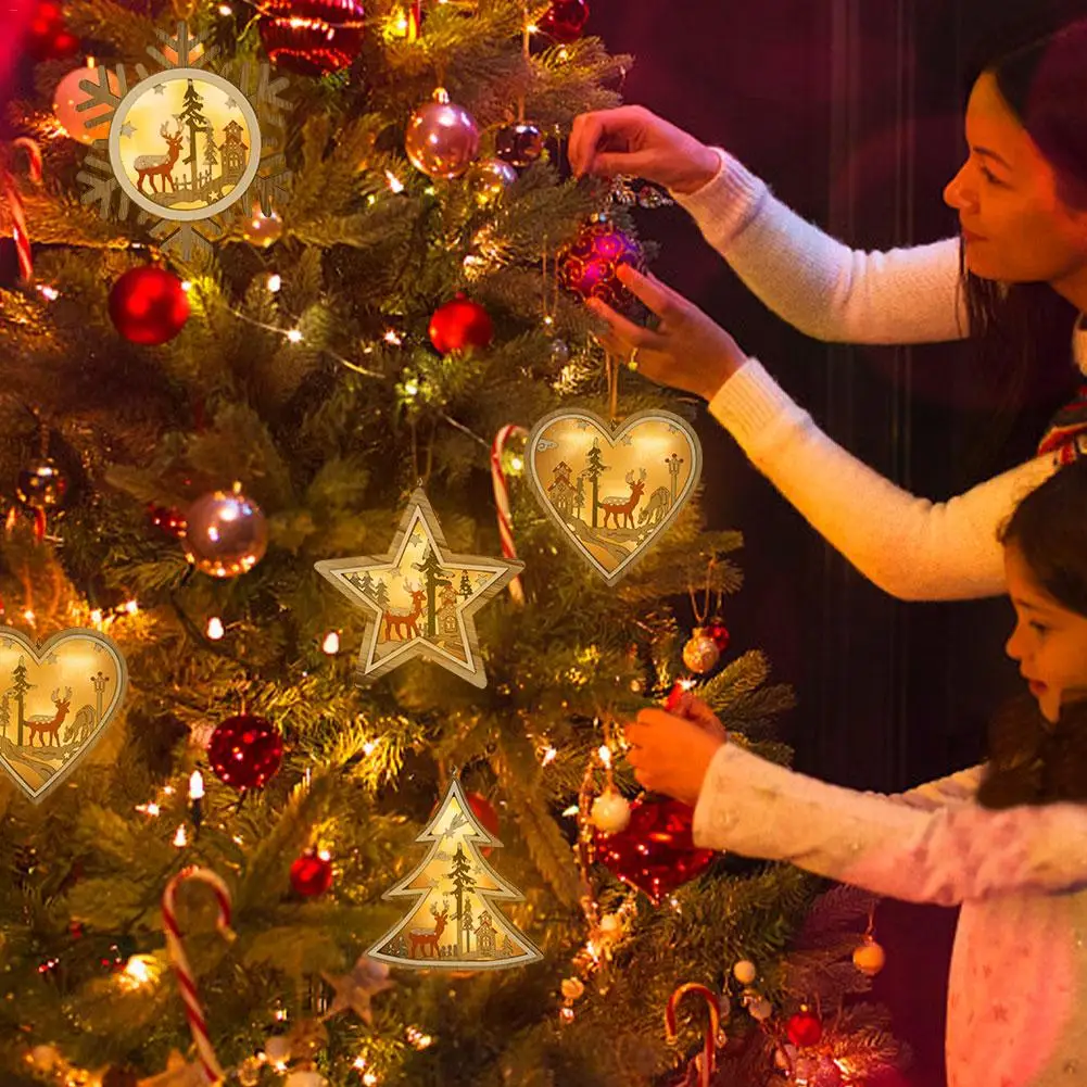 Скандинавский стиль рождественские огни Светодиодный Ночник деревянный Лось подвесное ламповое праздничное освещение для рождественской елки фестиваль украшения