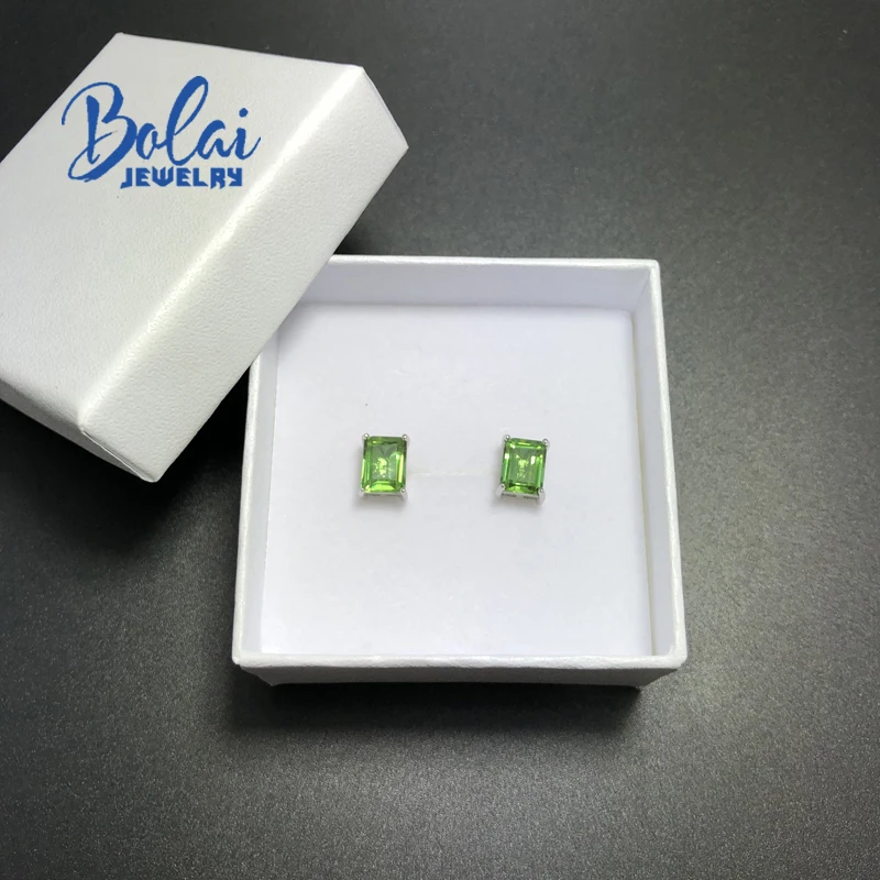 Bolaijewelry, zultanite серьги цвет изменить драгоценный камень с 925 стерлингового серебра простой стиль уха Шпилька ювелирные украшения для девушки wome