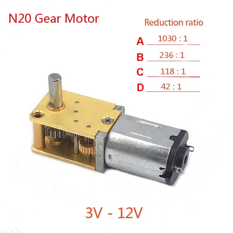 12V DC Micro N20 Single/Dual Shaft Worm Gear Motor Gearbox Large Torque Motor 