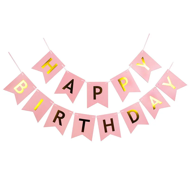 Вечерние голубые конфетти на первый день рождения, украшения для баннеров, 1 год, 3 4, декор ко дню рождения - Цвет: pink birthday banner