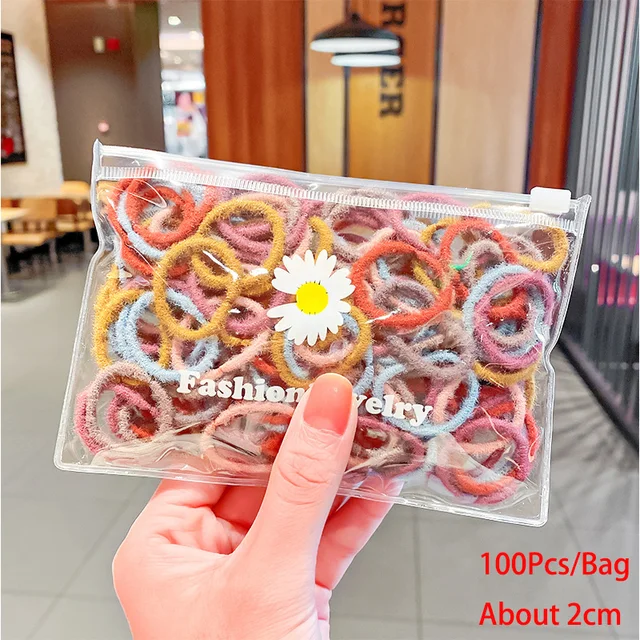 50/100/200 Pcs/Bag Children Cute Candy Cartoon Solid Elastic Hair Bands Girls Lovely Srunchies Rubber Bands Kid Hair Accessories Mix-4-100 Pcs