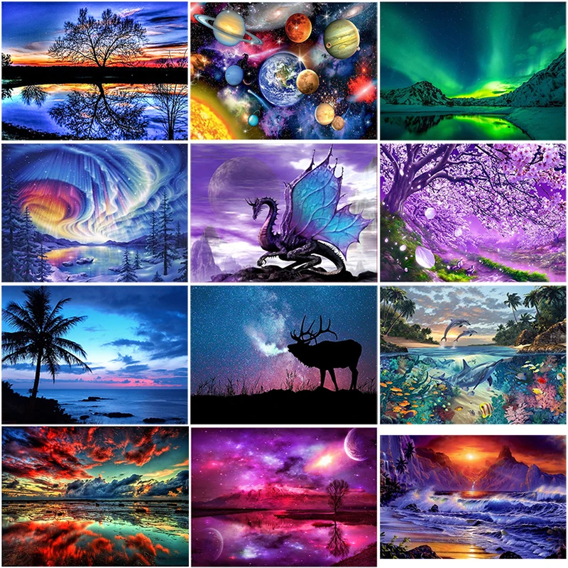 DIY 5D Diamond Painting Aurora Diamond Embroidery Landscape Cartoon Cross Stitch Rhinestones Full Round Drill Mosaic Home Decor|Diamond Painting Cross Stitch| - AliExpress