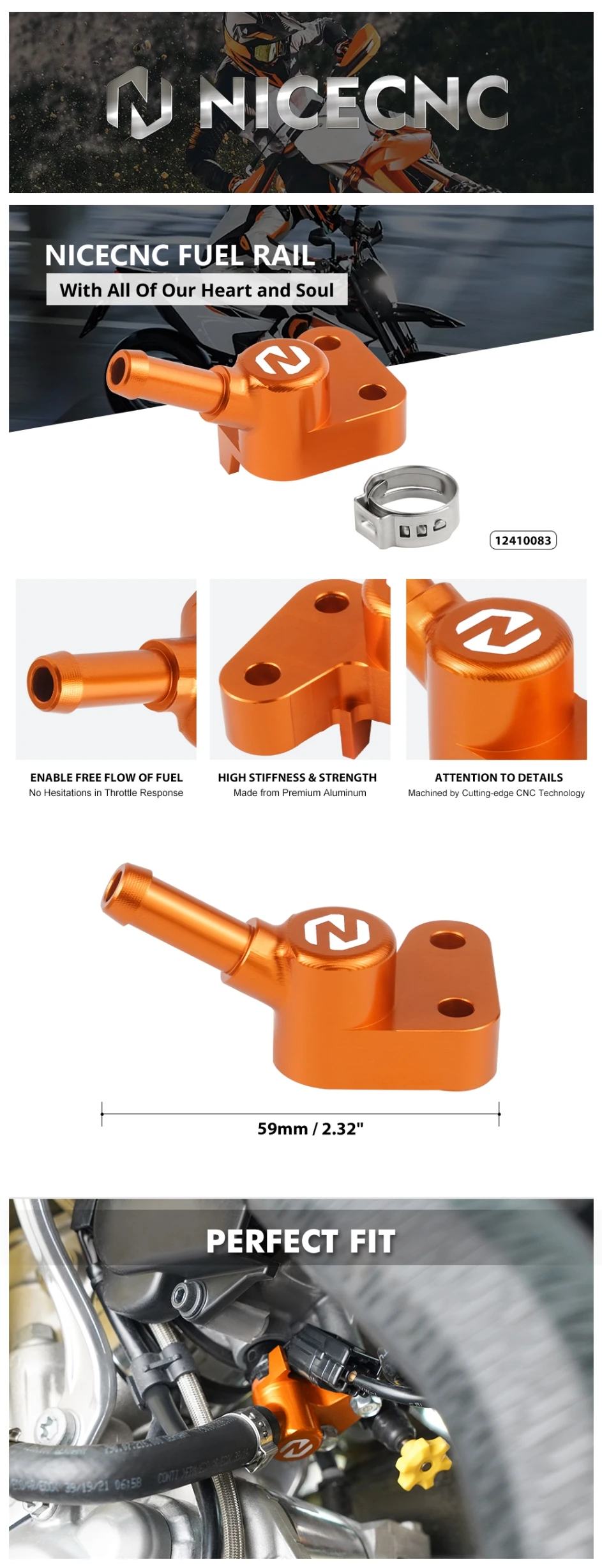 Nicecnc Motocross Fuel Rail For Ktm 250 