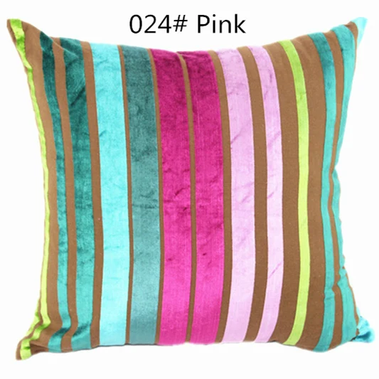Pink Double side Модный Полосатый чехол для подушки из хлопка, вискозы, бархата, для автомобильного кресла, кровати, дивана, домашнего декора, 40x40 см, наволочка, чехол 30 45 50 55 60 - Цвет: Pink Double side