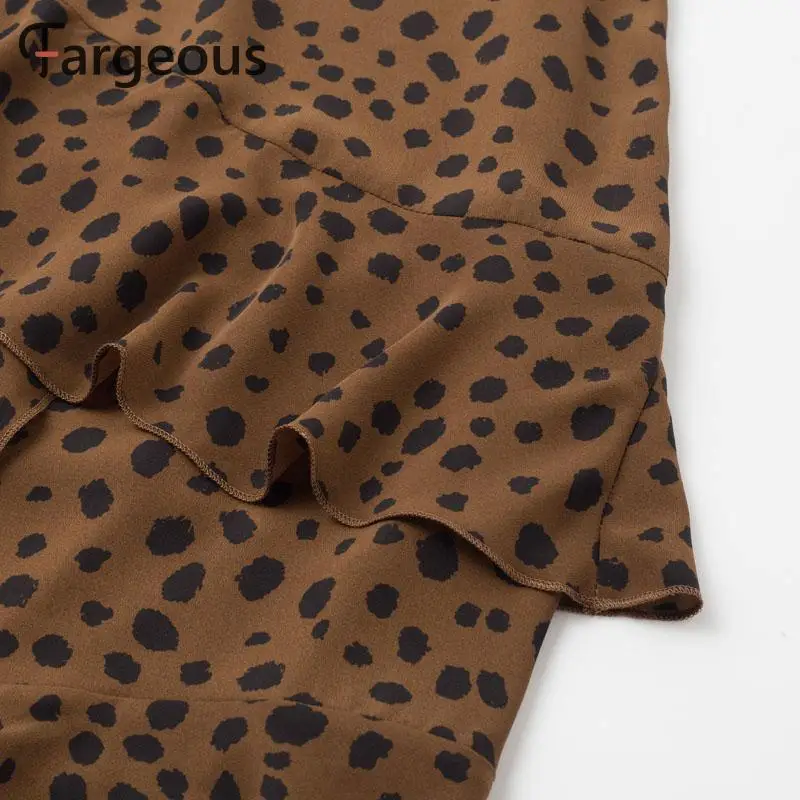 Fargeous, высокая талия, леопардовая расцветка, юбка, элегантная, для женщин, осень, зима, макси, с рюшами, юбки, бохо, повседневная, асимметричная, длинная юбка