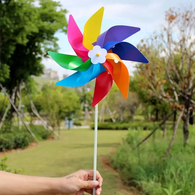Plastic Colorful Windmill Wind Spinner Kids Toy Lawn Garden Yard Party Decor Outdoor Handmade 1