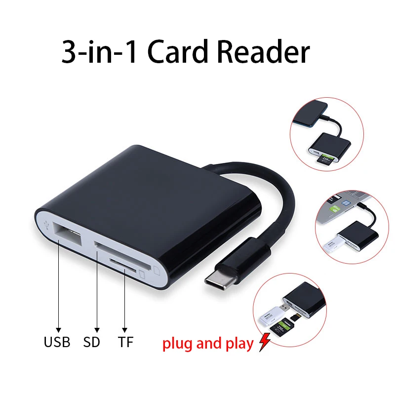OTG телефон Aux адаптер USB C/type C к USB адаптер и SD TF карта 3 в 1 камера ридер для наушников note 10/One Plus/флэш-накопитель