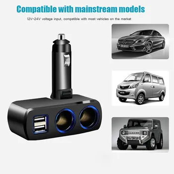 

Dual USB Car Charger DC Outlet Power Adapter 12-24V 3.1A 2 Lighter Socket 80W Double Window Shunt