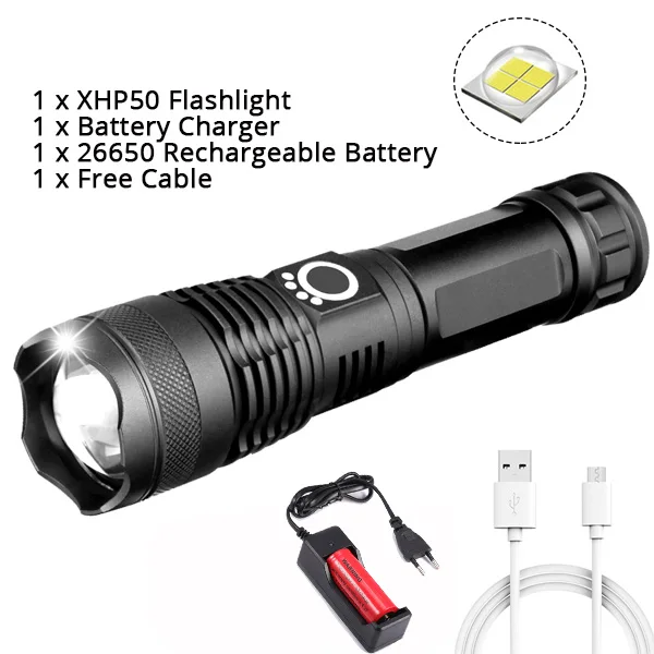 Сверхмощный светодиодный фонарь XHP70.2 Xlamp XHP50, яркий USB фонарь с зумом, 18650, 26650, перезаряжаемый охотничий фонарь, 5 режимов - Испускаемый цвет: Package C