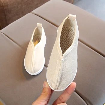 

Children's Loafers Canvas Shoes Kid Shoes Child Boys Handmade Shoes Cow Muscle Soft Bottom Simple Comfortable Breathable ST014