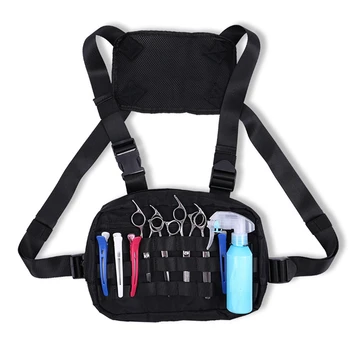 

Big Capacity Hairdressing Front Chest Scissors Bag Large Storage Space Hair Comb Shear Holder Case Double Shoulder Belt