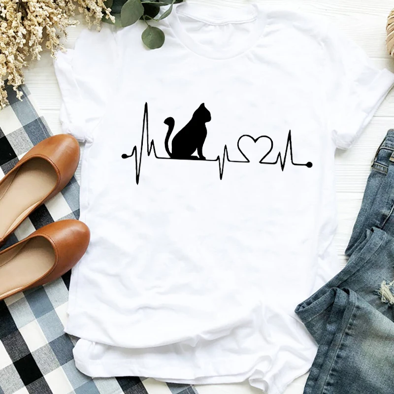 Women Lady Printing Cat Dog Paw Fashion Animal Funny 90s Print T Tee Womens Tshirt for Female Shirt Clothes Top Graphic T-shirt graphic tees women