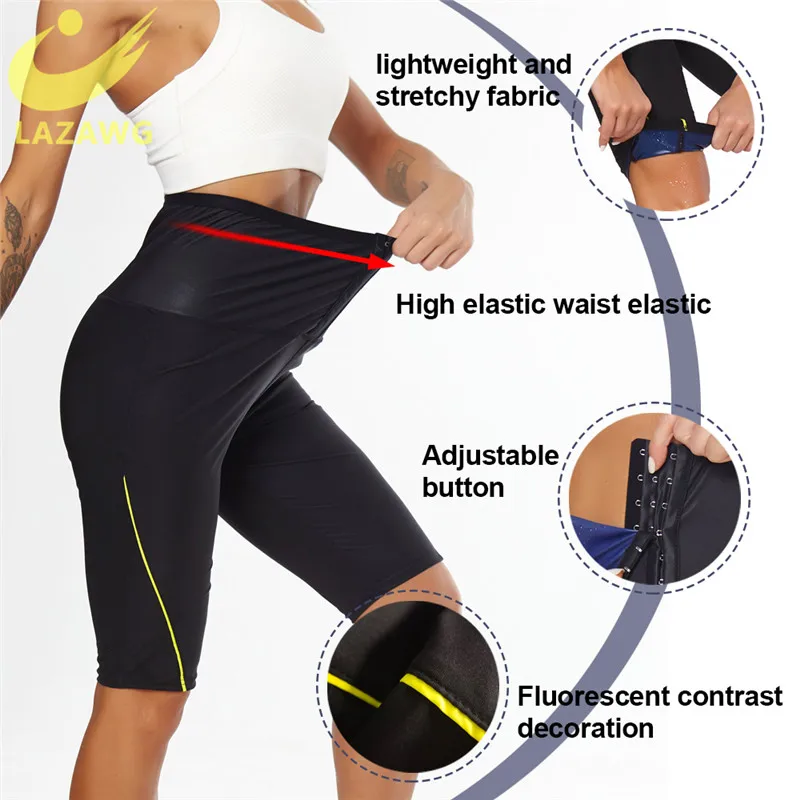 best body shaper LAZAWG Womens Sweat Sauna Weight Loss Leg Shapers Sauna Sweat Pants Sports Hot Slimming Leggings Female Workout Fitness Shorts plus size shapewear