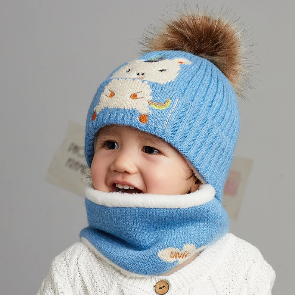 Conjunto de gorro y bufanda para niños y niñas con forro polar para esquí y deportes al aire libre 