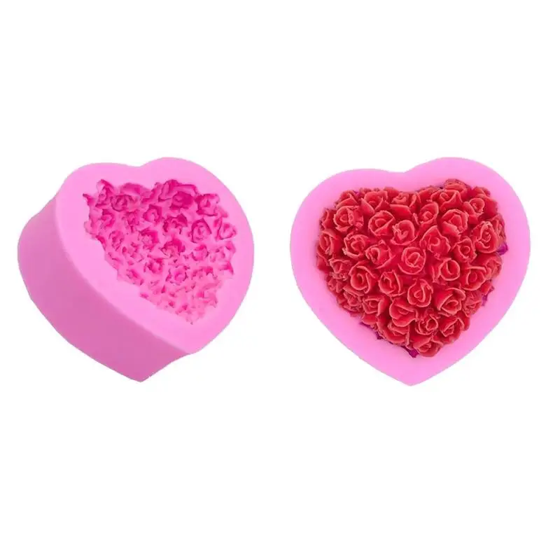 DIY Silicone Clay Handmade Soap Pudding Mold Heart Rose Pattern Fondant Chocolate Flower Crafts | Дом и сад