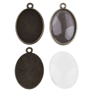 

60Pcs Photo Bezel Pendant Tray 5 Shapes Glass Cabochon Settings Jewelry Making Hot