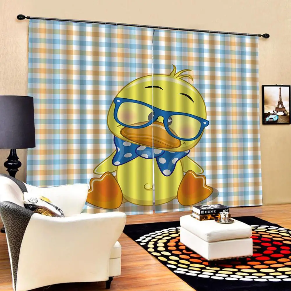 Пользовательские 3D желтый утенок из мультфильма печать современные затемненные шторы для гостиной, спальни, шторы для внутреннего декора