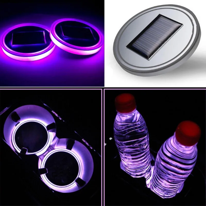 2PCS Car LED Cup Pads Bottle Light Mat Atmosphere Light Auto Light Inside Partsrgb led lights car drink coaster Accessories