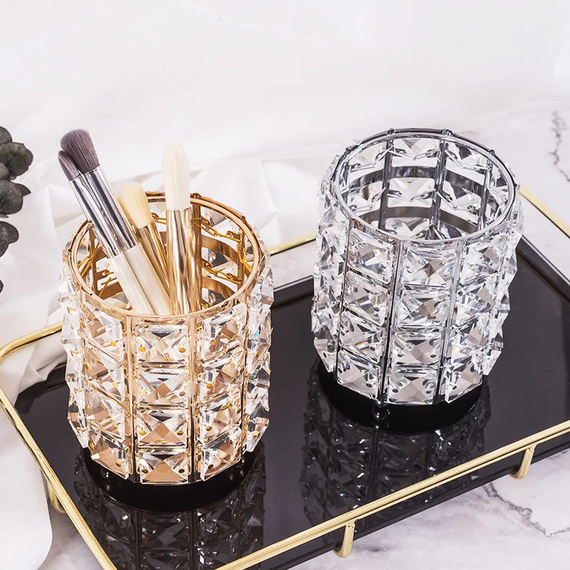 

Fashion Women Makeup Brush Bucket Cosmetic Storage Crystal Box Collector Pencil Vase Brush Holder
