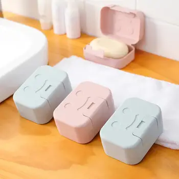 

Portable Plastic Drain Layer Travel Washing Soap Box with Lid Seal Leak-proof Dish Case Non-slip Soap Case
