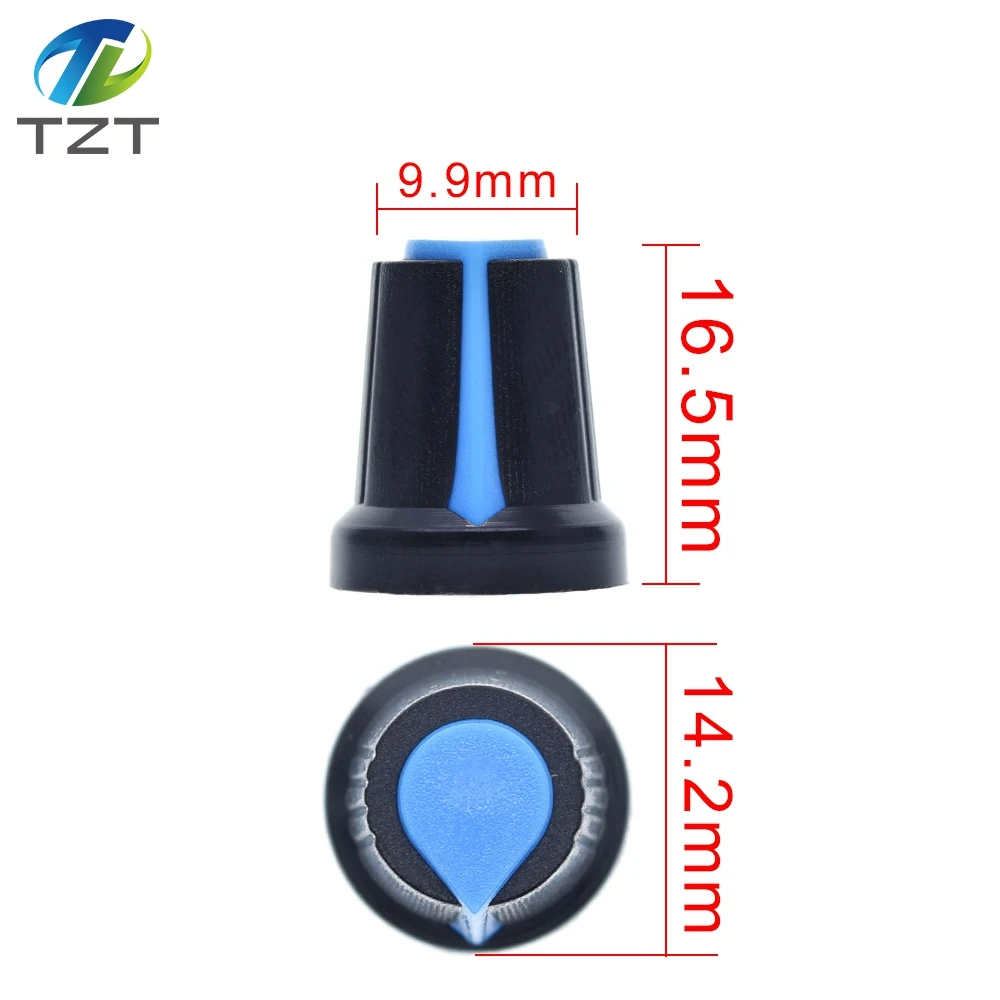 25PCS/lot WH148 potentiometer knob cap(copper core) 15X17mm 6mm Shaft Hole AG2 Yellow Orange Blue White Red 5value*5PCS=25PCS potentiometer knobs