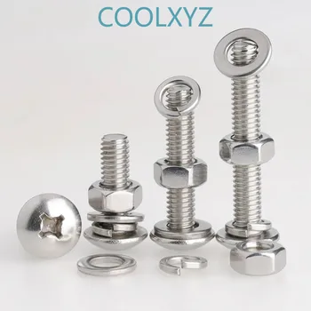 

M2 M2.5 M3 M4 M5 M6 M8 M5 M6 M8 stainless steel 304 large flat head cross screw nut gasket 10Pcs