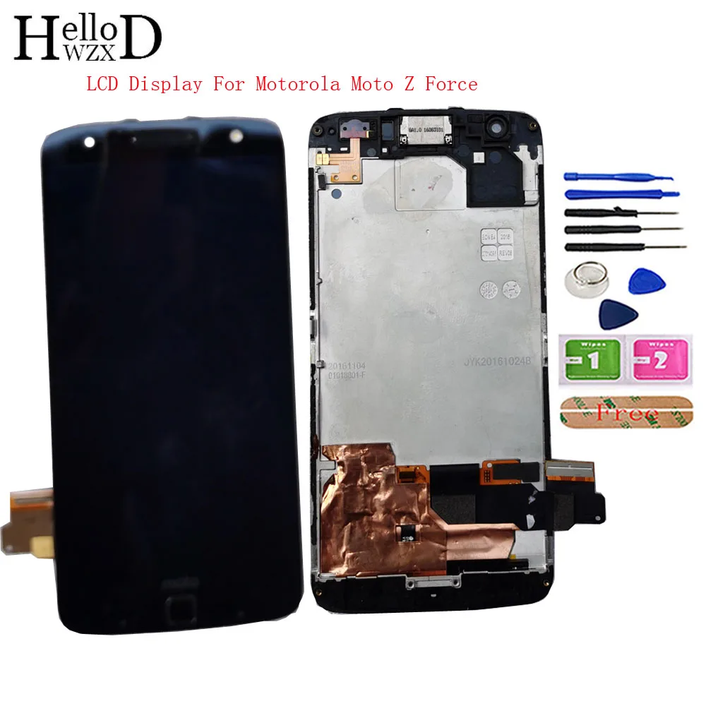 Mobile LCD Display For Motorola Moto Z Force Touch Screen AMOLED Digitizer Panel Lens Sensor Replacement Frame Tools | Мобильные