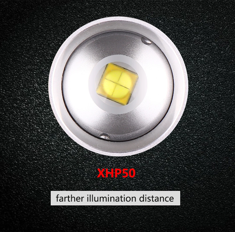 USB Перезаряжаемый XHP50 светодиодный тактический фонарь мощный 3 режима освещения масштабируемый водонепроницаемый фонарик с помощью аккумулятора 18650 или 26650