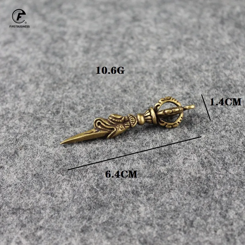 dragon head tea Knife needle brass Tibetan vajra pestle awl insert tea set Vintage Copper Key chain multiplier Desk Decoration