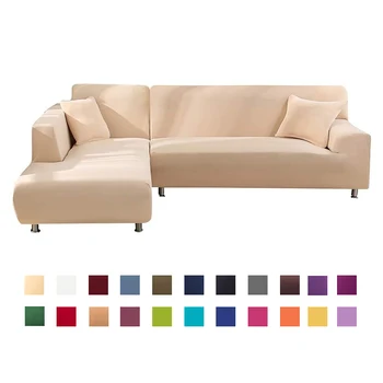 

Sofa Cover Sectional Spandex Elastic Corner Couch Cover Chair Protector Living Room 1/2/3/4 Seater Solid Color