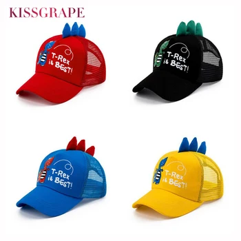 

Children Boy's Cap Spring Baseball Summer Cartoon Dinosaur Sun Cap Kids Outdoor 2-8 Years old adjustable Breathable Lovely Hat