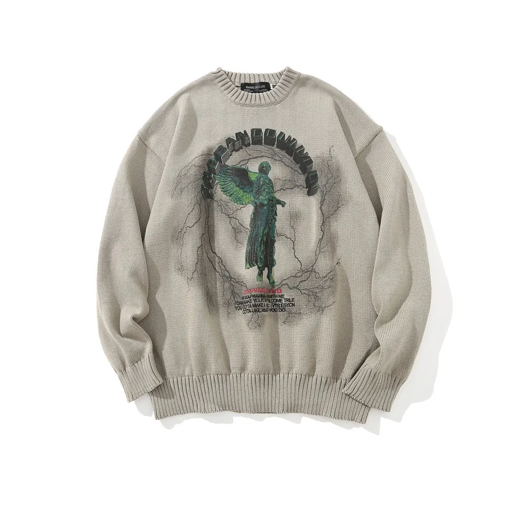 Hip Hop Knitted Men's Women's Sweater 2023 Harajuku Fashion Spider Boy Pattern Printing Loose Tops Casual Streetwear Pullover