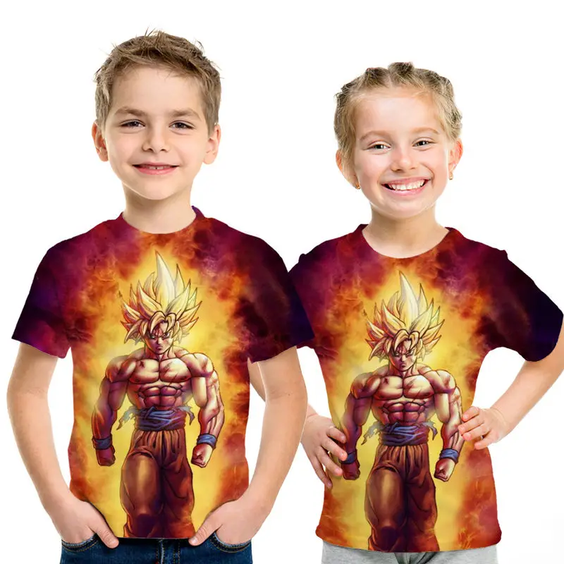 

Dragon ball Children's Short Sleev t-Shirt Super Sai yan Boys and Girls Casual Sweatshirt Hero Goku Harajuku of white t shirt