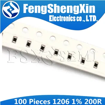 

100PCS 1206 SMD Resistor 1% 200 ohm chip resistor 0.25W 1/4W 200R 201 1206W4F2000T5E 200E 200Ω 2000