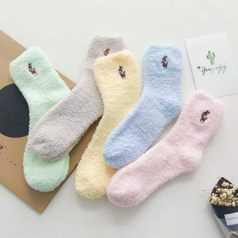 

1pair Socks Thickening Women Winter Lovely Plush Warming Velvet Warm Sleep Funny Cute Hosiery Floor Cotton Christmas Socks