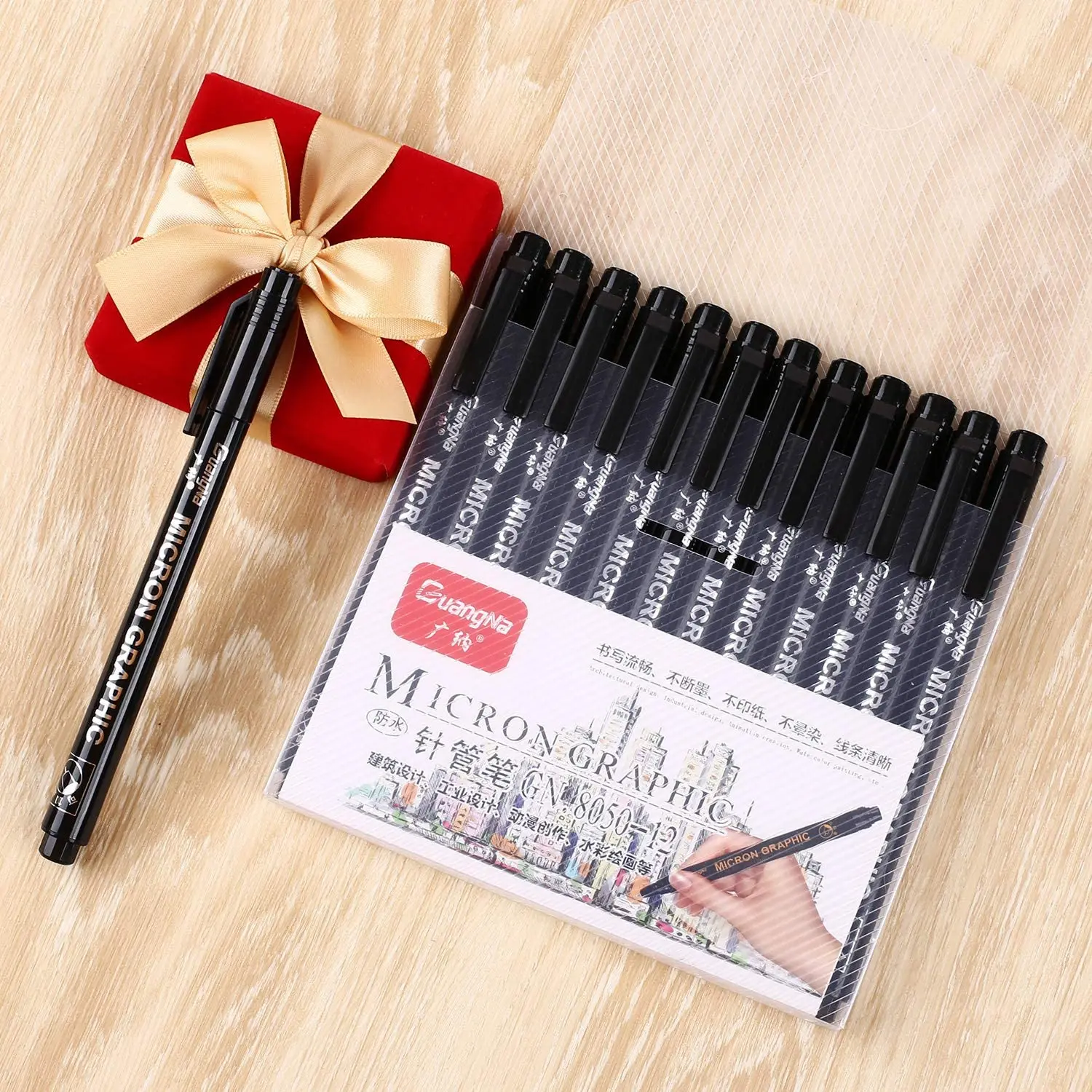 Micro-Pen Fineliner Ink Pens 12 Pack Black Micro Fine Point