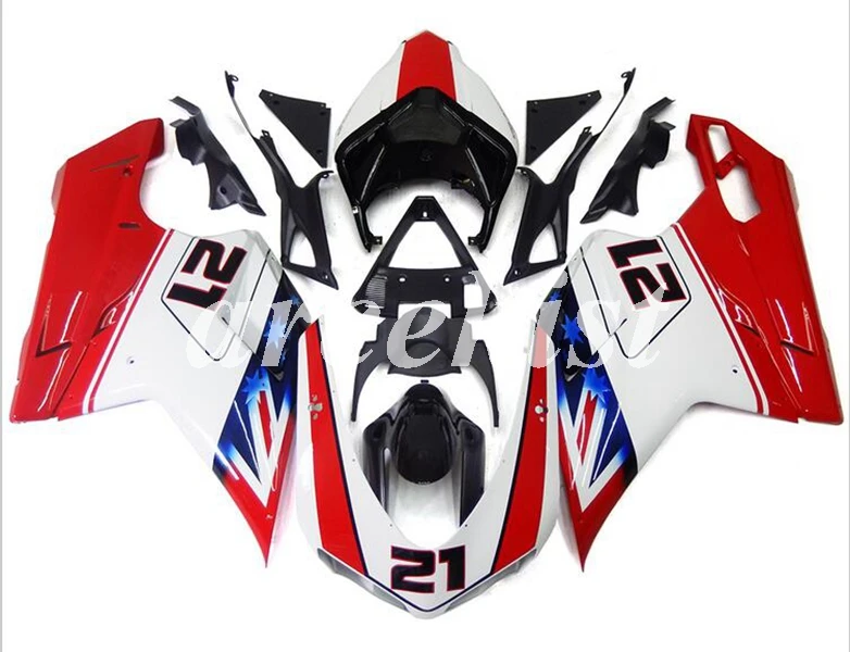 Литьевая Форма ABS Полный обтекатели наборы Подходит для Ducati 1098 848 1198 evo 2007 2008 2009 2010 2011 2012 Набор для тела на заказ 21