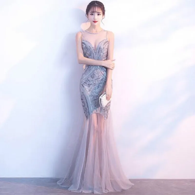 Bridesmaid Dress Sequin Lace Illusion Sequined Mermaid/Trumpet Dress Elegant Sexy Vestidos Long Dresses for Women Party Wedding Bridesmaid Dress Sequin Lace Illusion Sequined Mermaid/Trumpet Dress Elegant Sexy Vestidos Long Dresses for Women Party Wedding