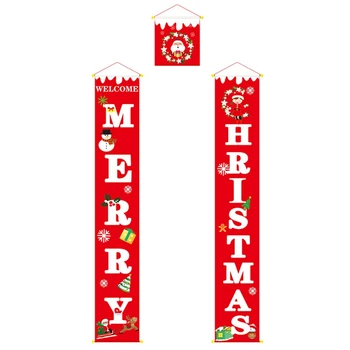 

Merry Christmas Porch Door Banner Hanging Ornament Christmas Decoration for Home